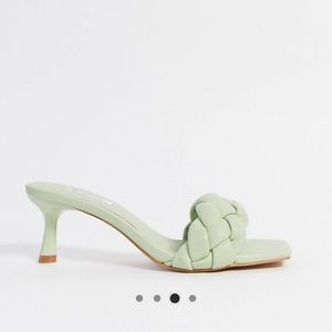 Never worn sage green mules